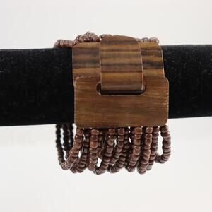 Vintage Wood Beaded Multi-Strand Bracelet – Mid Century Modern